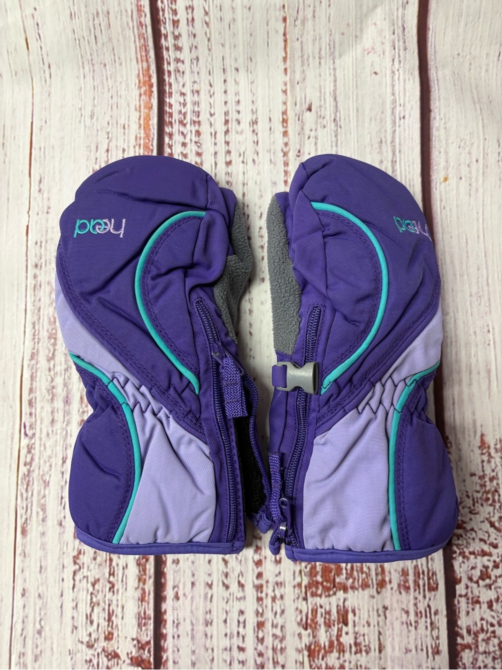 Head Kids Purple Mittens with Teal Accent
